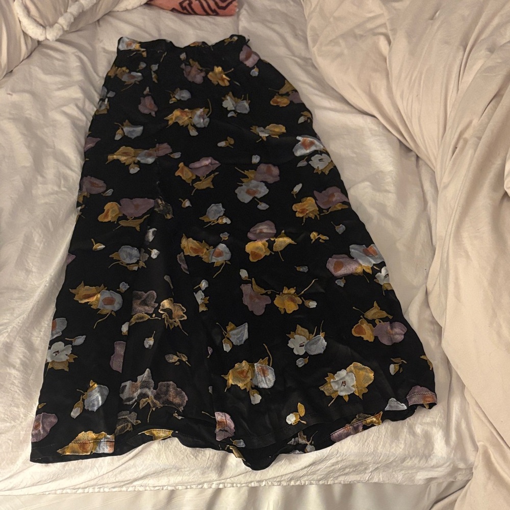 Express Black Maxi Skirt with Floral Design